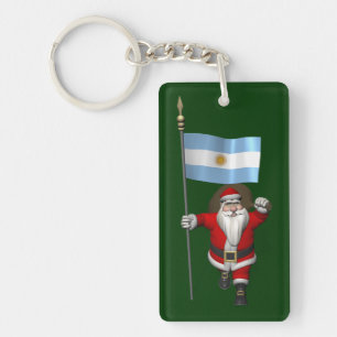 Santa Claus With Ensign Of Argentina Key Ring
