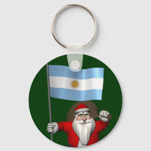 Santa Claus With Ensign Of Argentina Key Ring
