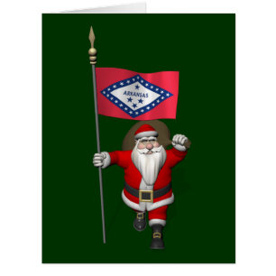 Santa Claus With Ensign Of Arkansas