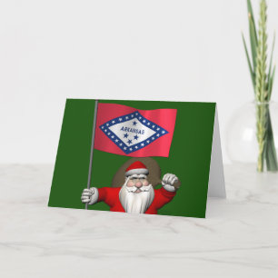Santa Claus With Ensign Of Arkansas Holiday Card
