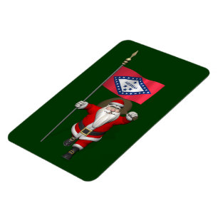Santa Claus With Ensign Of Arkansas Magnet