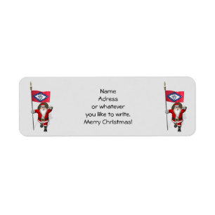 Santa Claus With Ensign Of Arkansas Return Address Label