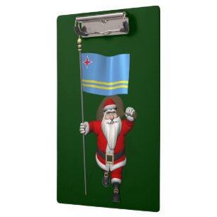 Santa Claus With Ensign Of Aruba Clipboard