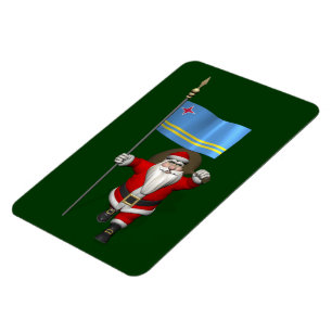 Santa Claus With Ensign Of Aruba Magnet