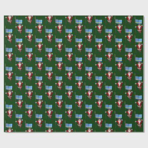 Santa Claus With Ensign Of Aruba Wrapping Paper