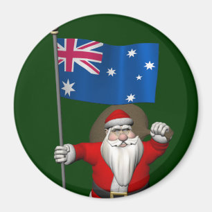 Santa Claus With Ensign Of Australia Magnet