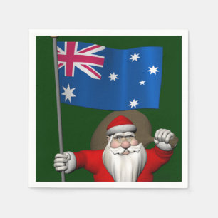 Santa Claus With Ensign Of Australia Napkin