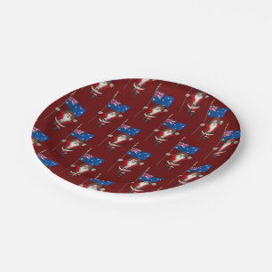 Santa Claus With Ensign Of Australia Paper Plate