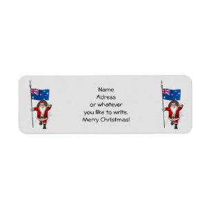 Santa Claus With Ensign Of Australia Return Address Label