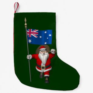 Santa Claus With Ensign Of Australia Small Christmas Stocking