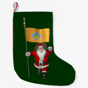 Santa Claus With Ensign Of Bali Small Christmas Stocking