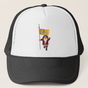 Santa Claus With Ensign Of Bali Trucker Hat