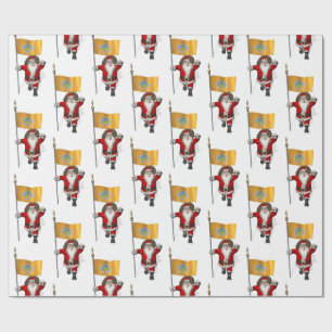 Santa Claus With Ensign Of Bali Wrapping Paper