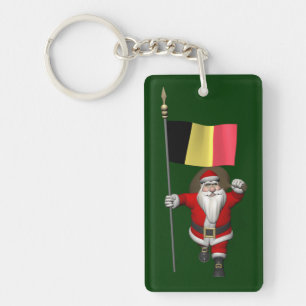 Santa Claus With Ensign Of Belgium Key Ring