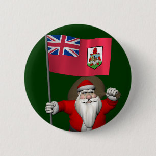 Santa Claus With Ensign Of Bermuda 6 Cm Round Badge