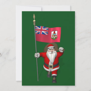 Santa Claus With Ensign Of Bermuda Holiday Card