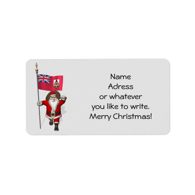 Santa Claus With Ensign Of Bermuda Label (Front)