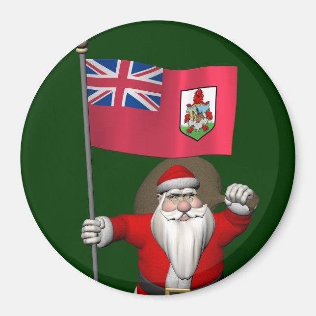 Santa Claus With Ensign Of Bermuda Magnet (Front)