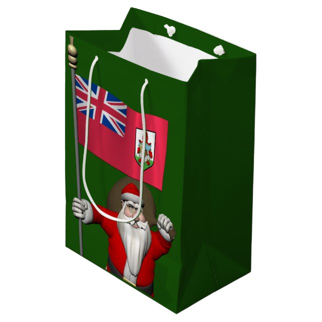 Santa Claus With Ensign Of Bermuda Medium Gift Bag (Front Angled)