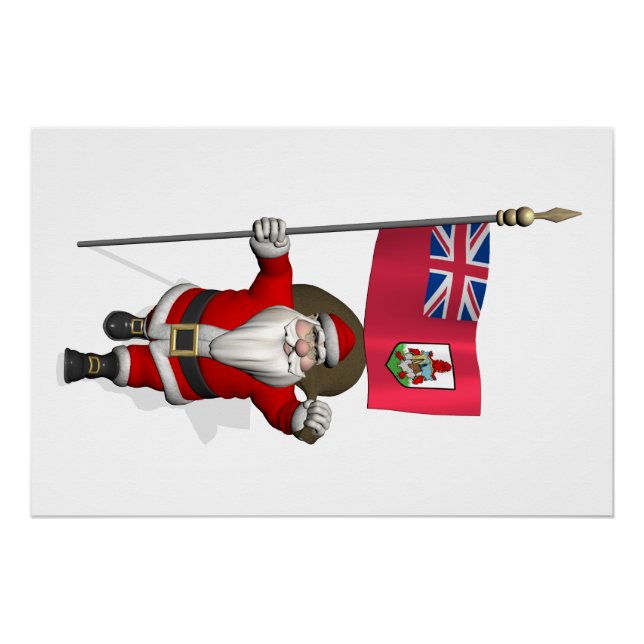 Santa Claus With Ensign Of Bermuda Poster (Front)