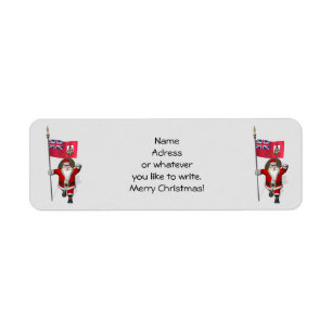 Santa Claus With Ensign Of Bermuda Return Address Label