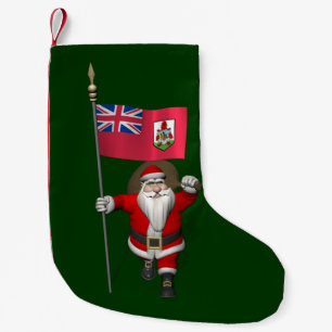Santa Claus With Ensign Of Bermuda Small Christmas Stocking