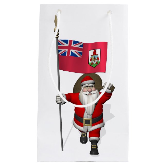 Santa Claus With Ensign Of Bermuda Small Gift Bag (Front)