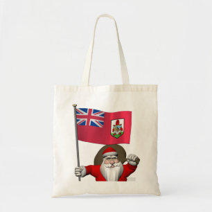 Santa Claus With Ensign Of Bermuda Tote Bag