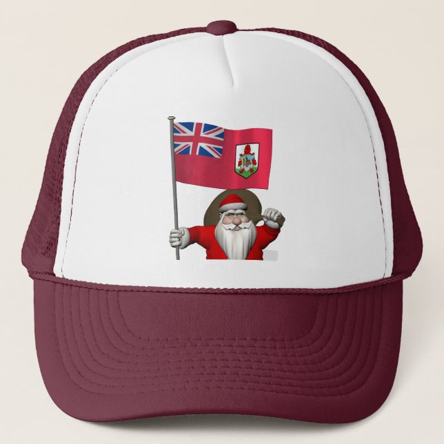 Santa Claus With Ensign Of Bermuda Trucker Hat (Front)