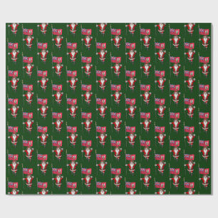 Santa Claus With Ensign Of Bermuda Wrapping Paper