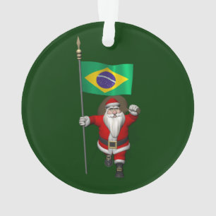 Santa Claus With Ensign Of Brazil Ornament