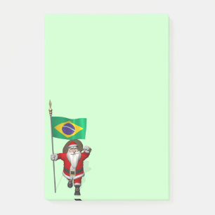 Santa Claus With Ensign Of Brazil Post-it Notes