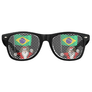 Santa Claus With Ensign Of Brazil Retro Sunglasses