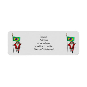 Santa Claus With Ensign Of Brazil Return Address Label
