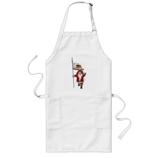 Santa Claus With Ensign Of California Long Apron (Front)