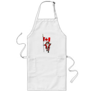 Santa Claus With Ensign Of Canada Long Apron
