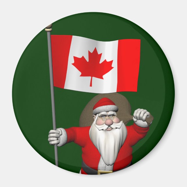 Santa Claus With Ensign Of Canada Magnet (Front)