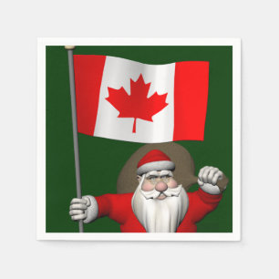 Santa Claus With Ensign Of Canada Napkin