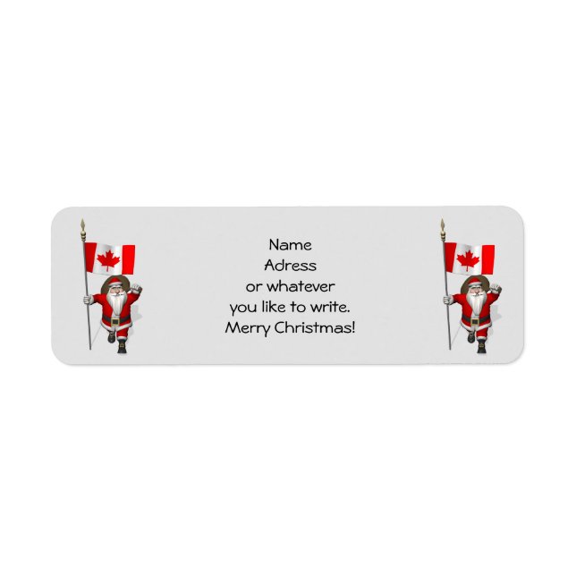 Santa Claus With Ensign Of Canada Return Address Label (Front)