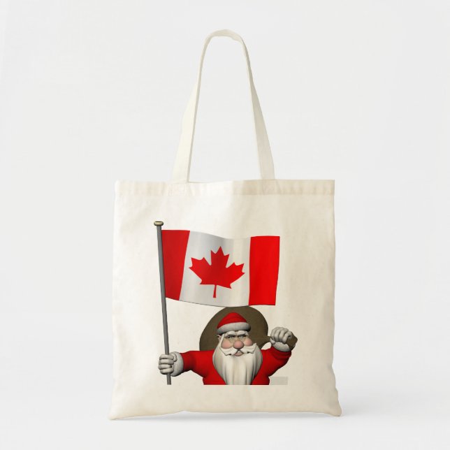 Santa Claus With Ensign Of Canada Tote Bag (Front)