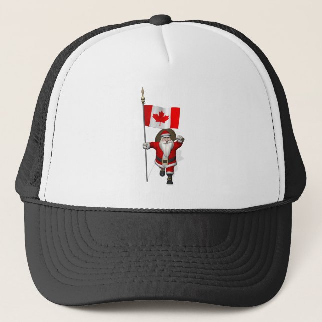 Santa Claus With Ensign Of Canada Trucker Hat (Front)