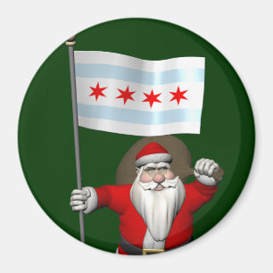 Santa Claus With Ensign Of Chicago Magnet