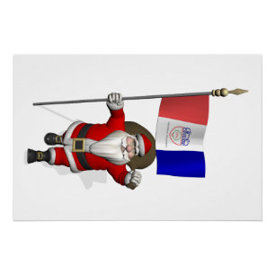 Santa Claus With Ensign Of Cleveland Poster