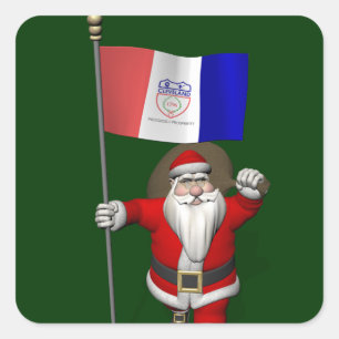 Santa Claus With Ensign Of Cleveland Sticker