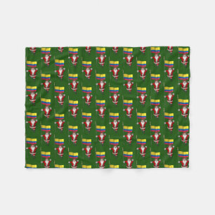 Santa Claus With Ensign Of Colombia Fleece Blanket