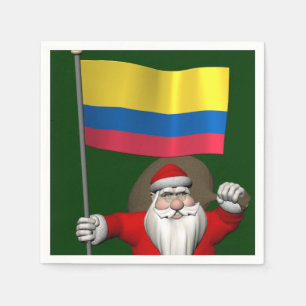 Santa Claus With Ensign Of Colombia Napkin