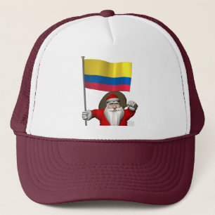 Santa Claus With Ensign Of Colombia Trucker Hat