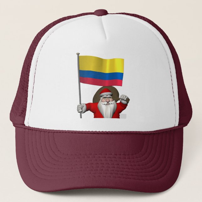 Santa Claus With Ensign Of Colombia Trucker Hat (Front)