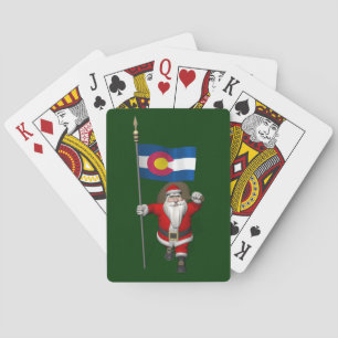 Santa Claus With Ensign Of Colorado Playing Cards