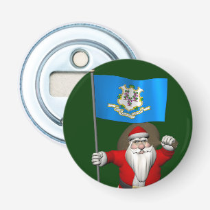 Santa Claus With Ensign Of Connecticut Bottle Opener